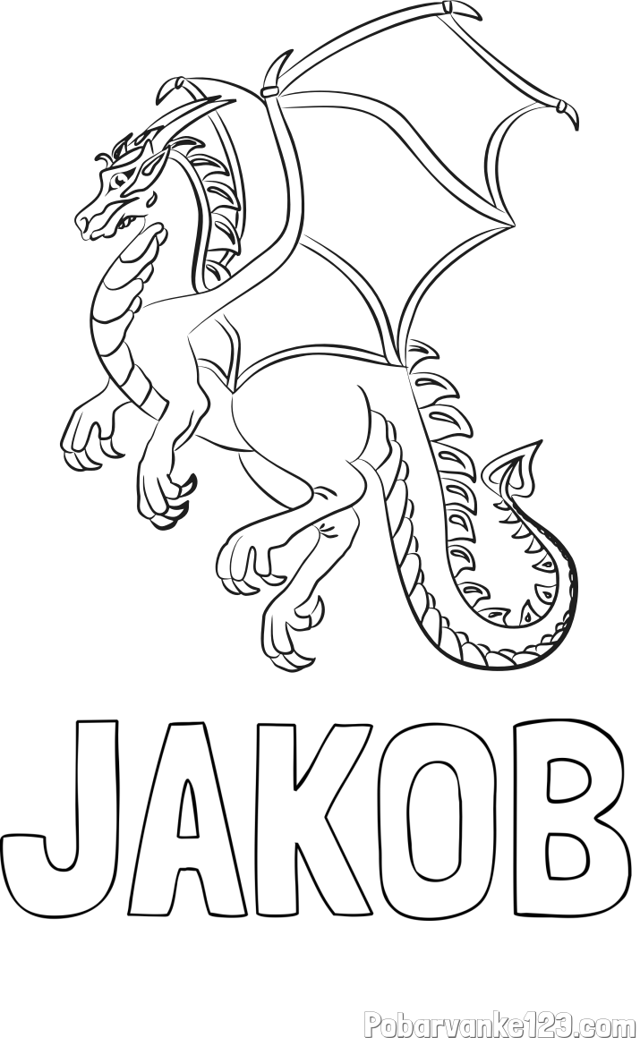 Pobarvanka imena JAKOB in pobarvanka strašnega zmaja
