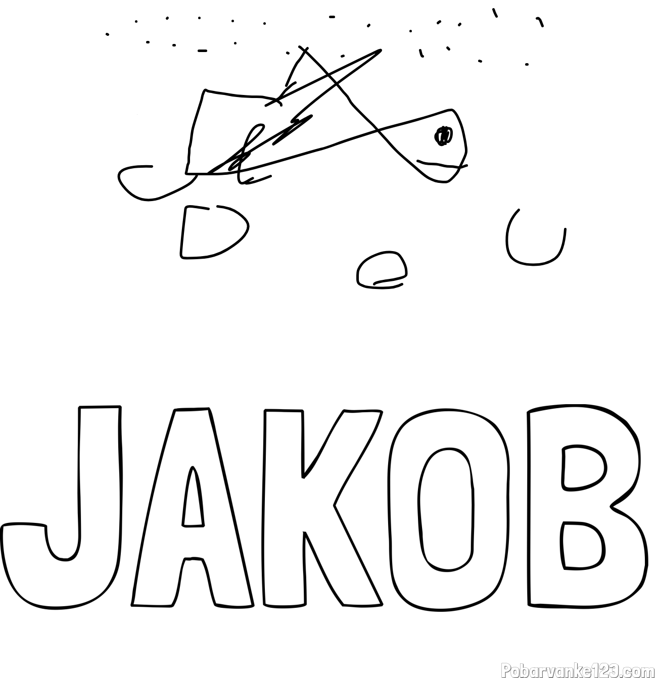 Pobarvanka imena JAKOB in ribica