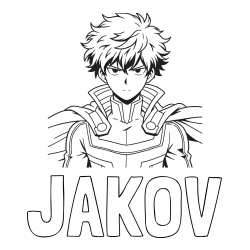 Online izdelana pobarvanka - Pobarvanka imena JAKOV in pobarvanka junaka v anime slogu