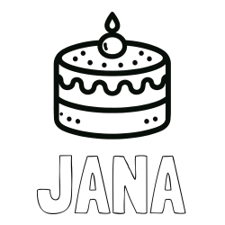 Online izdelana pobarvanka - Pobarvanka imena JANA in otroška pobarvanka majhne torte