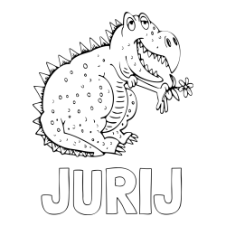 Online izdelana pobarvanka - Pobarvanka imena JURIJ in pobarvanka veselega dinozavra