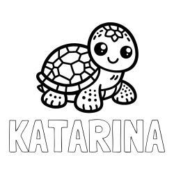 Online izdelana pobarvanka - Pobarvanka imena KATARINA in otroška pobarvanka želve