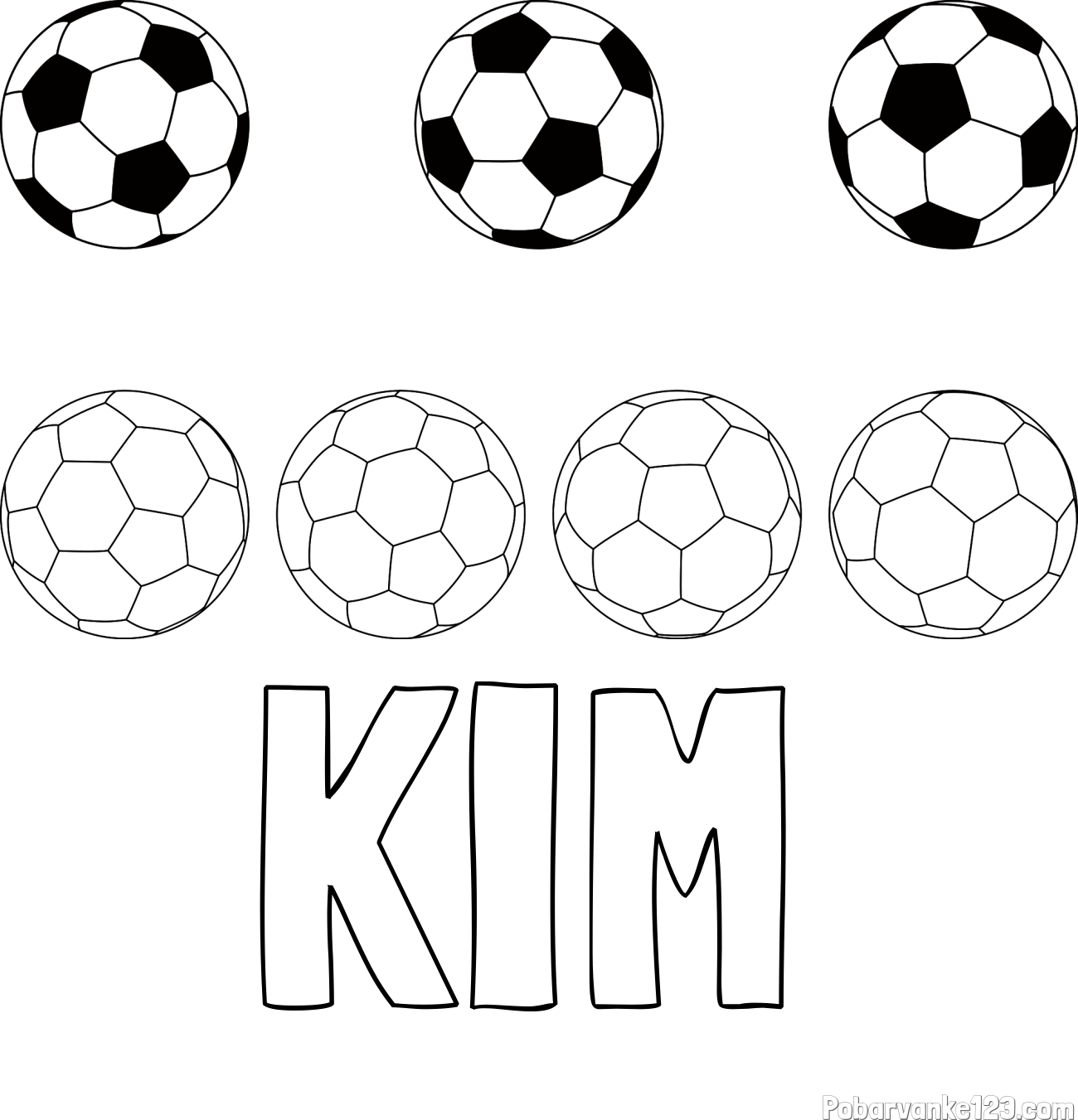 Pobarvanka imena KIM in pobarvanka nogometnih žog