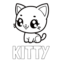Online izdelana pobarvanka - Pobarvanka imena KITTY in pobarvnaka ljubke muce v anime slogu