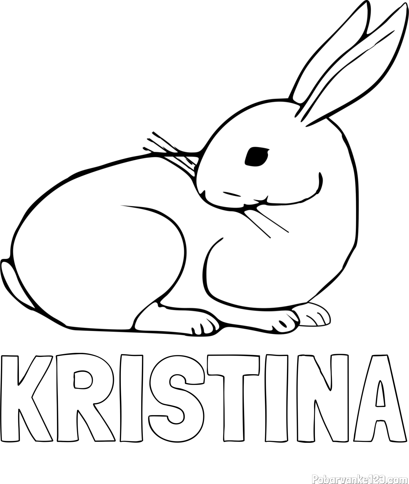 Pobarvanka imena KRISTINA in pobarvanka zajčka, ki je nekaj opazil