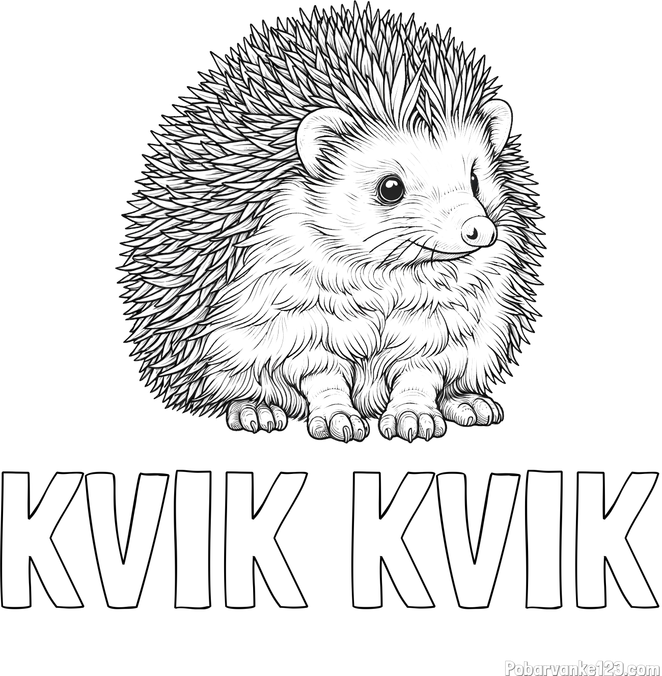 Pobarvanka imena KVIK KVIK in pobarvanka nasmejanega ježa