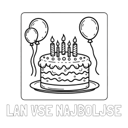 Online izdelana pobarvanka - Pobarvanka imena LAN VSE NAJBOLJŠE in pobarvanka torte za 5. rojstni dan