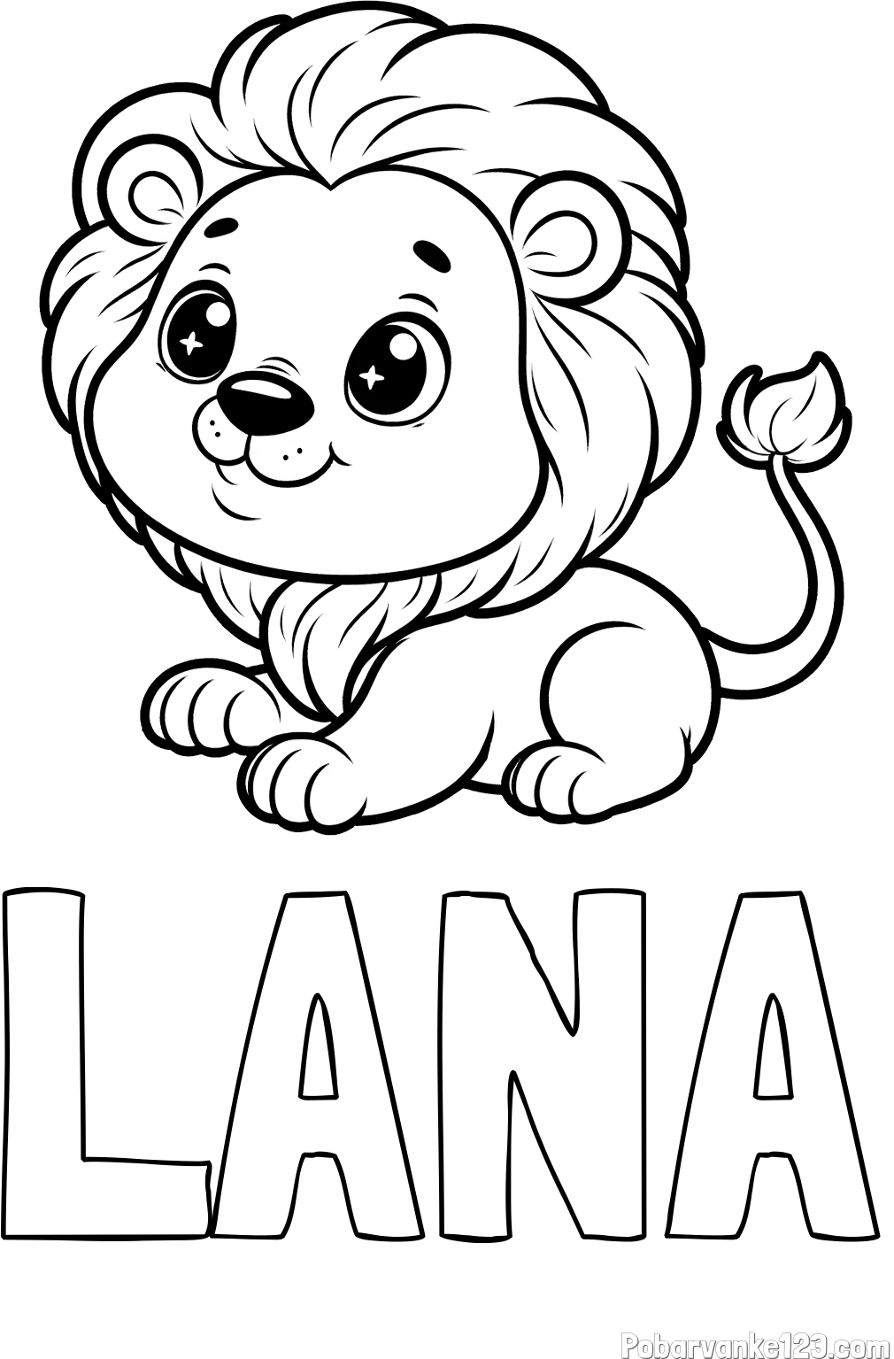 Pobarvanka imena LANA in pobarvanka igrivega levčka