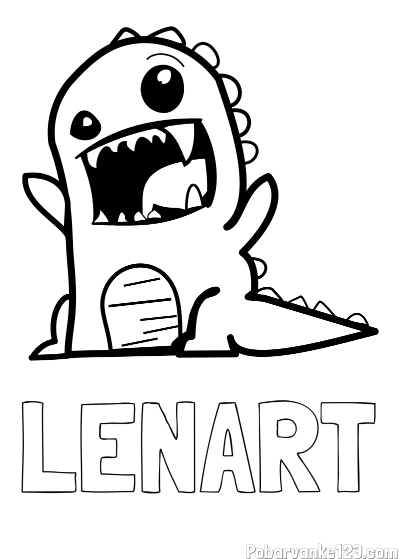 Pobarvanka imena LENART in pobarvanka strašnega dinozavra