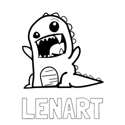 Online izdelana pobarvanka - Pobarvanka imena LENART in pobarvanka strašnega dinozavra