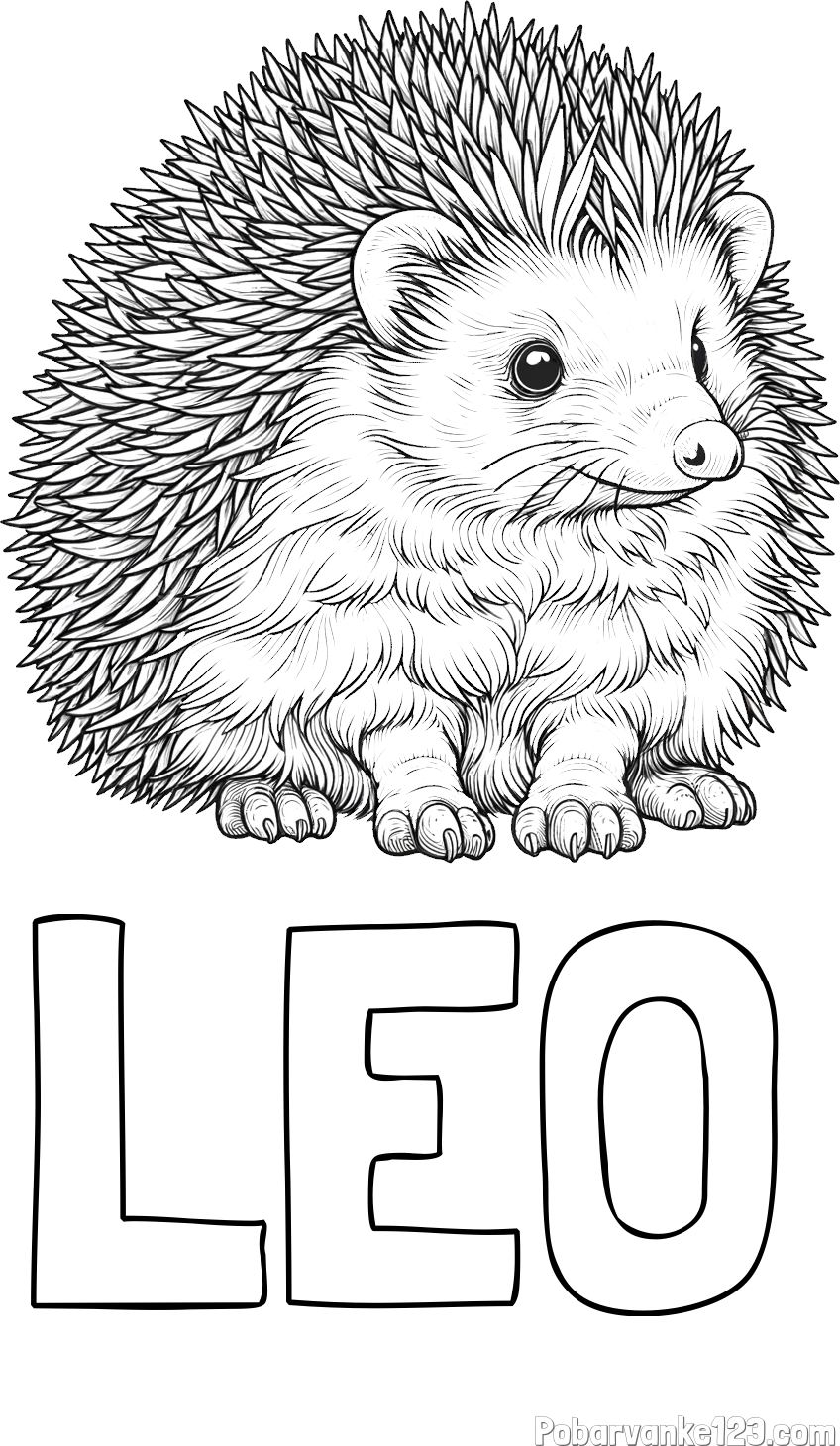 Pobarvanka imena LEO in pobarvanka nasmejanega ježa