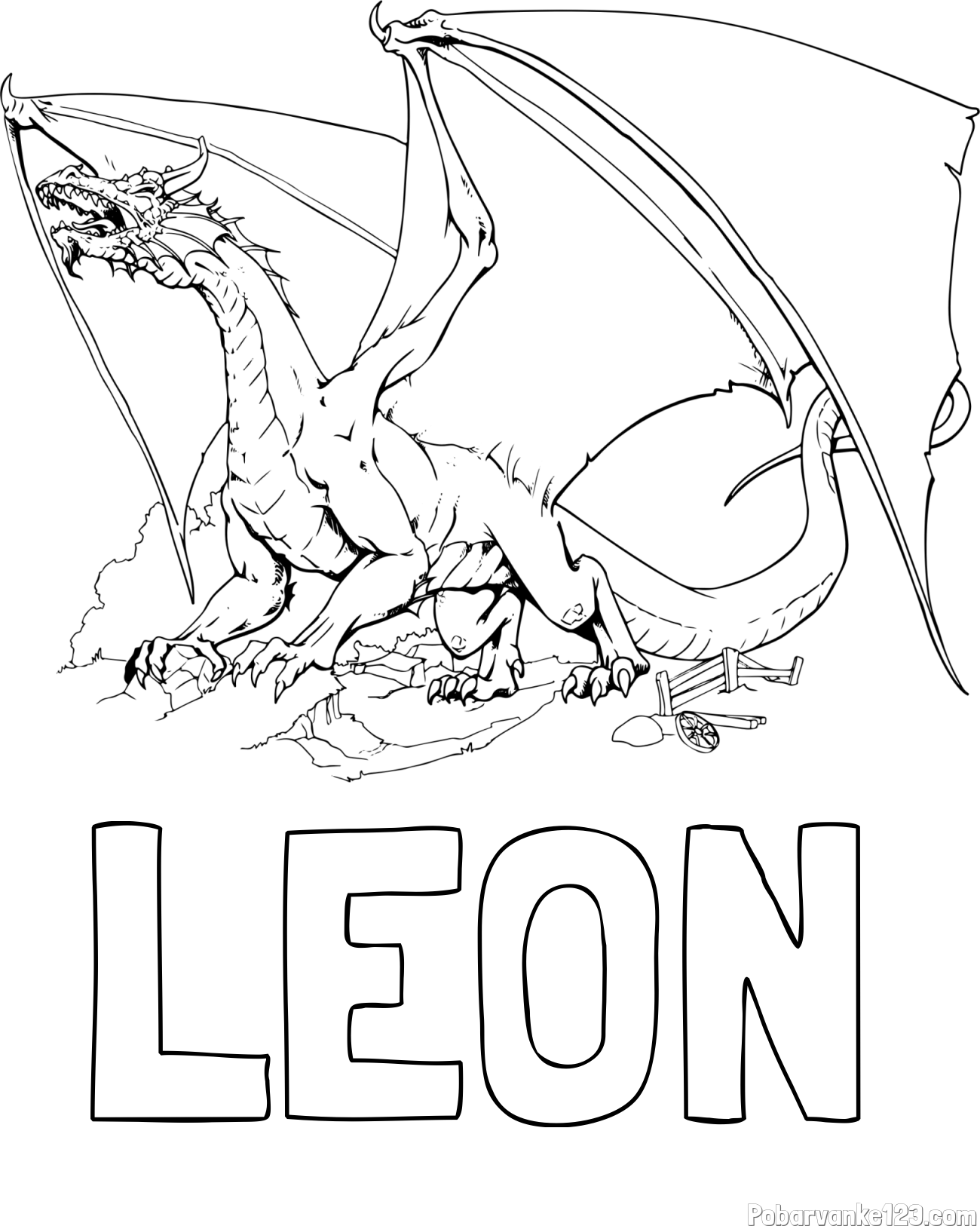 Pobarvanka imena LEON in pobarvanka strašnega zmaja