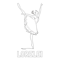 Online izdelana pobarvanka - Pobarvanka imena LORELEI in pobarvanka ljubke baletke