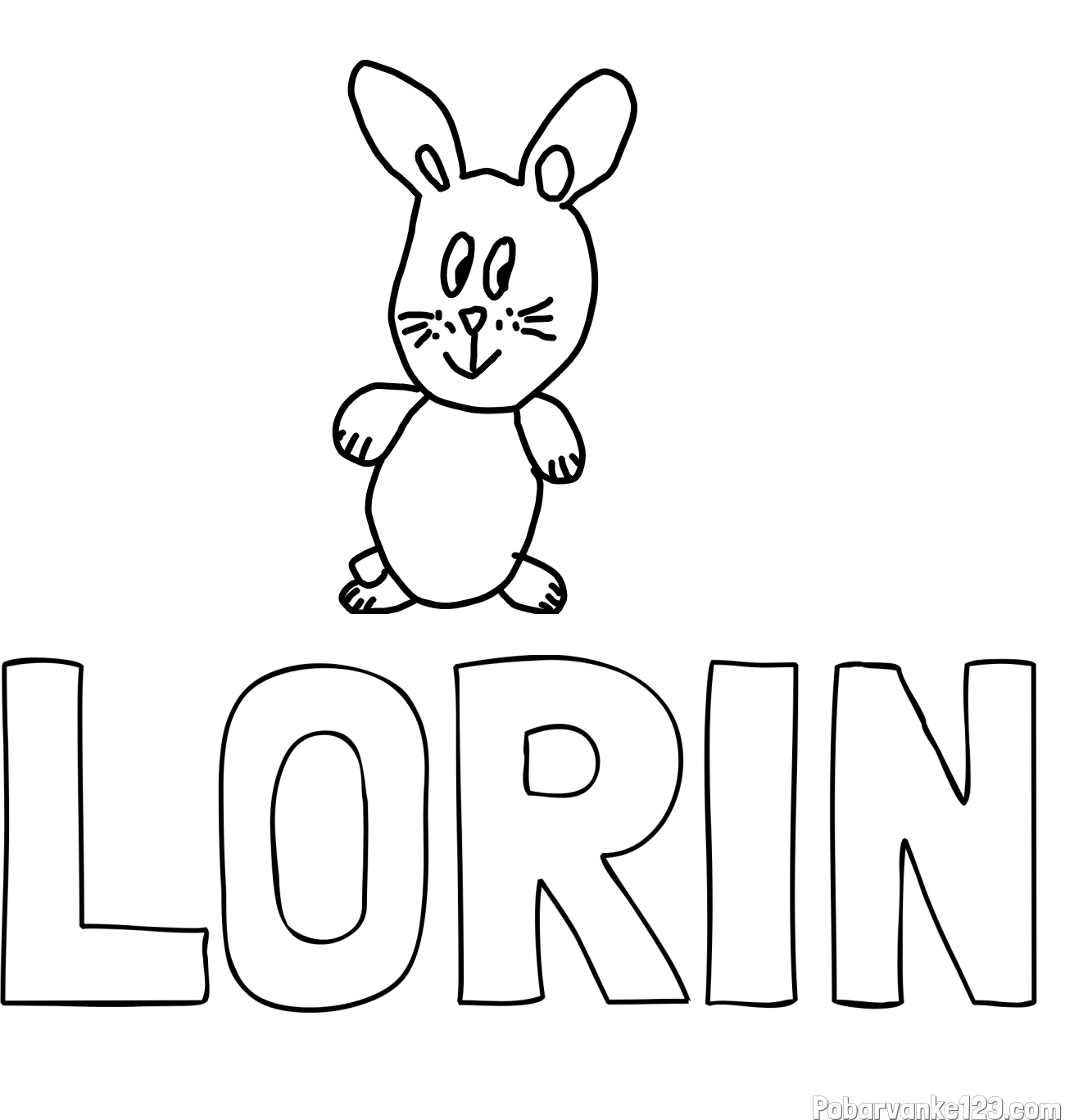 Pobarvanka imena LORIN in zajček
