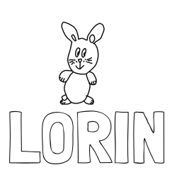 Online izdelana pobarvanka - Pobarvanka imena LORIN in zajček