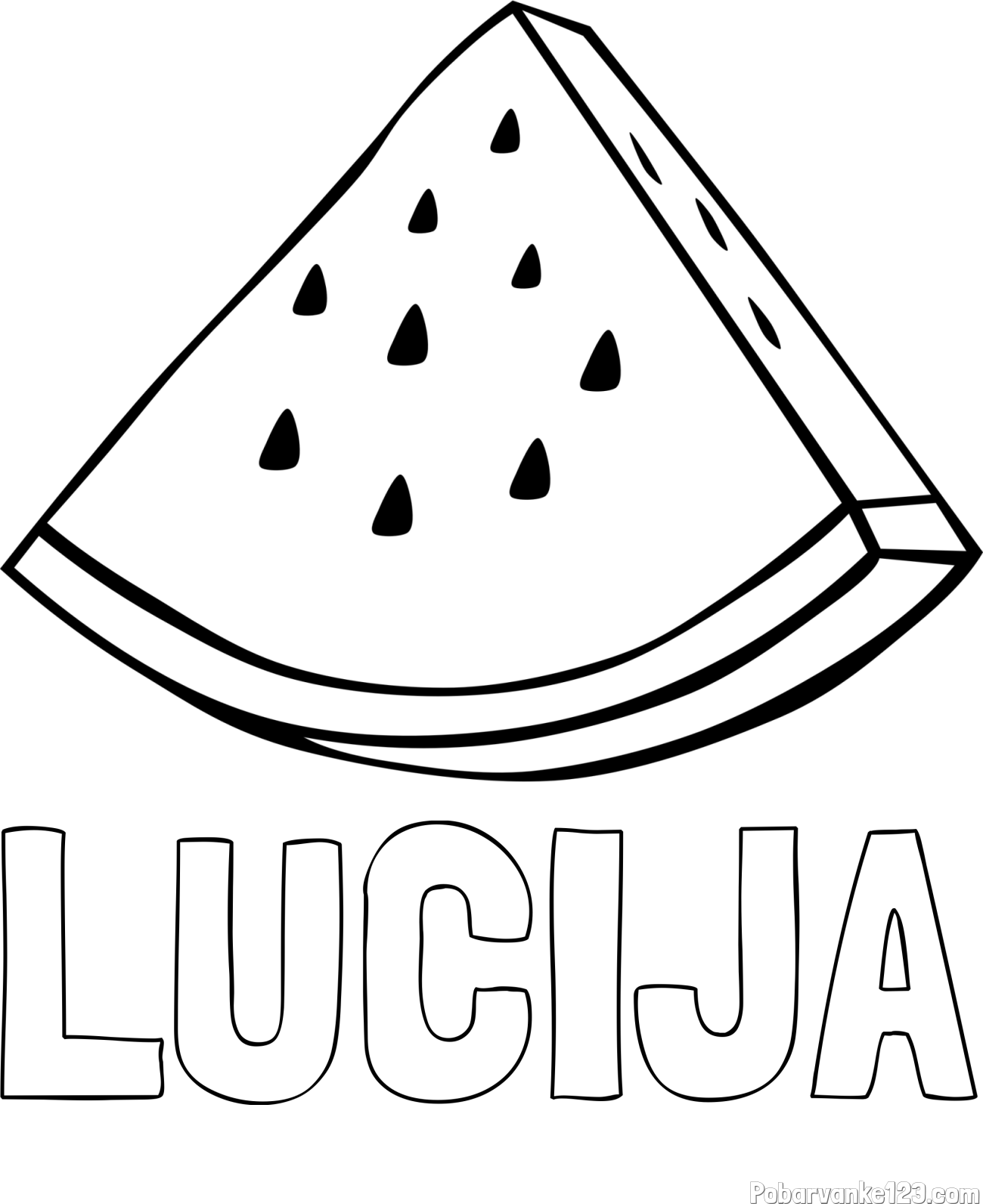 Pobarvanka imena LUCIJA in pobarvanka lubenice