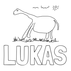 Online izdelana pobarvanka - Pobarvanka imena LUKAS in DINOO