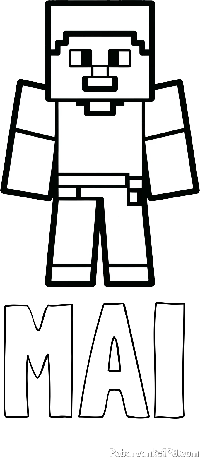 Pobarvanka imena MAI in pobarvanka Minecraft figurice