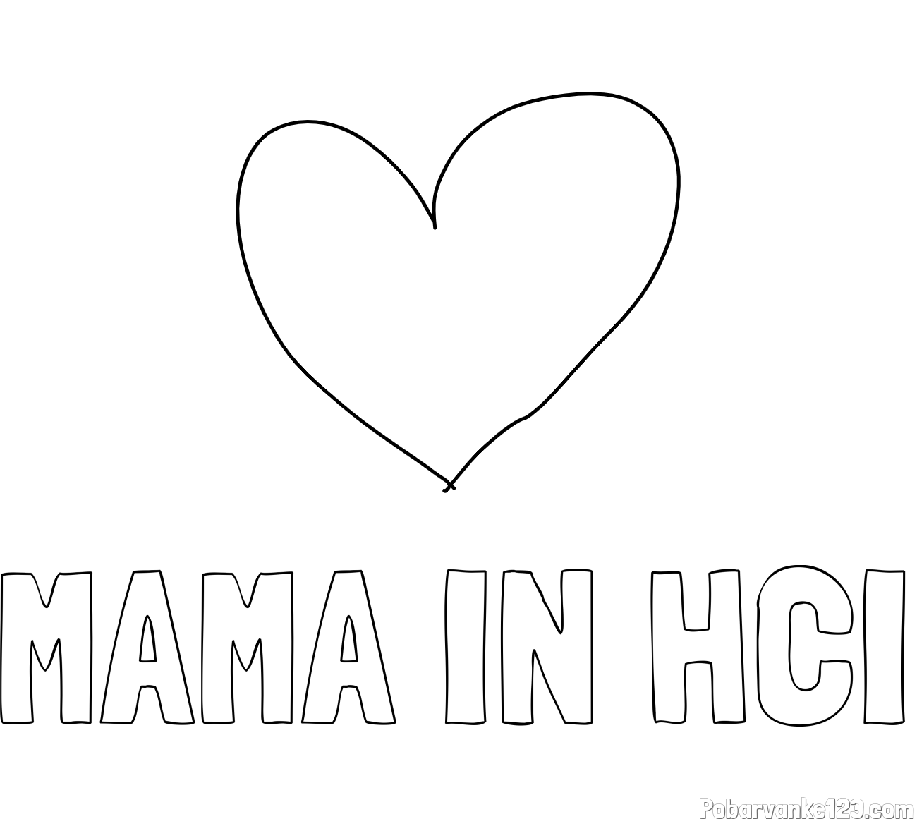Pobarvanka imena MAMA IN HČI in srček