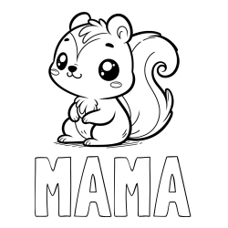 Online izdelana pobarvanka - Pobarvanka imena MAMA in pobarvanka veverice