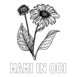 Online izdelana pobarvanka - Pobarvanka imena MAMI IN OCI in pobarvanka sončnice