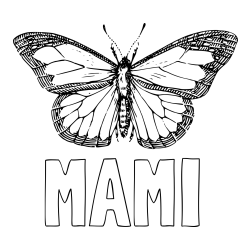 Online izdelana pobarvanka - Pobarvanka imena MAMI in pobarvanka metulja