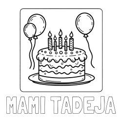 Online izdelana pobarvanka - Pobarvanka imena MAMI TADEJA in pobarvanka torte za 5. rojstni dan