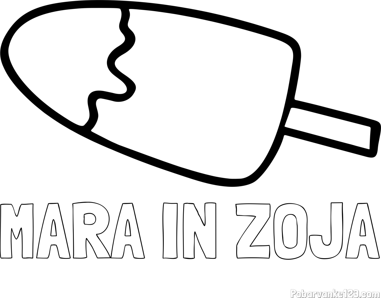 Pobarvanka imena MARA IN ZOJA in pobarvanka lučke (sladoled na palčki)
