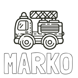 Online izdelana pobarvanka - Pobarvanka imena MARKO in pobarvanka gasilski avto