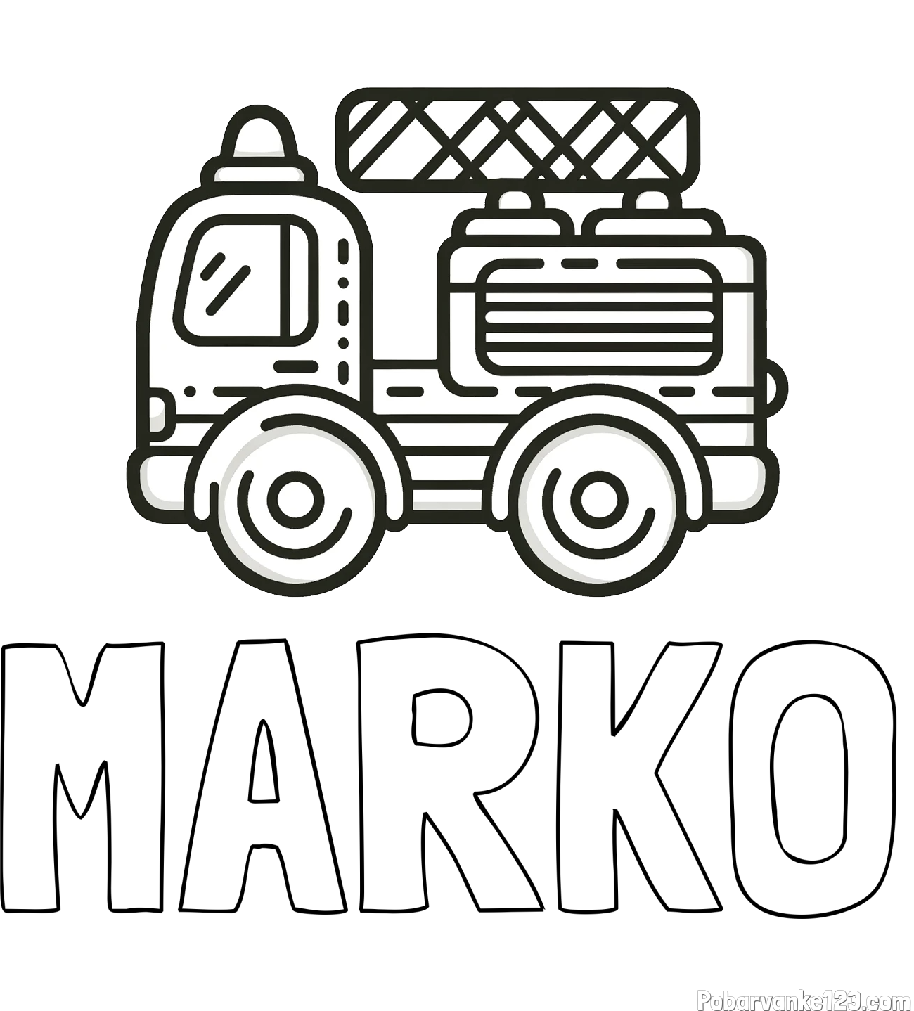 Pobarvanka imena MARKO in pobarvanka gasilski avto