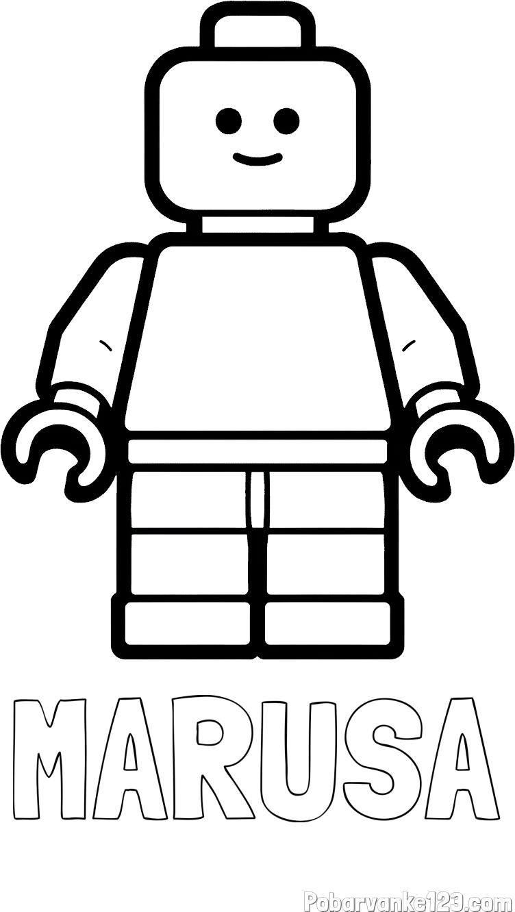 Pobarvanka imena MARUŠA in pobarvanka LEGO figurice fanta