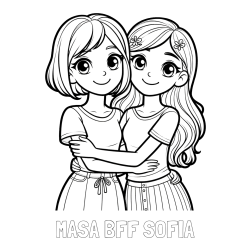 Online izdelana pobarvanka - Pobarvanka imena MAŠA BFF SOFIA in pobarvanka ljubkih prijateljic