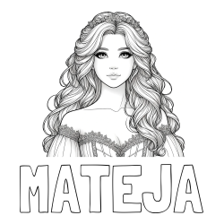 Online izdelana pobarvanka - Pobarvanka imena MATEJA in pobarvanka lepe princese