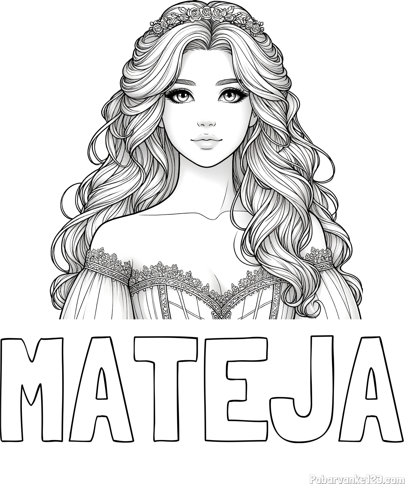 Pobarvanka imena MATEJA in pobarvanka lepe princese