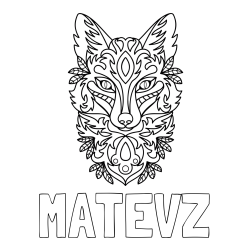 Online izdelana pobarvanka - Pobarvanka imena MATEVŽ in pobarvanka volka - mandale