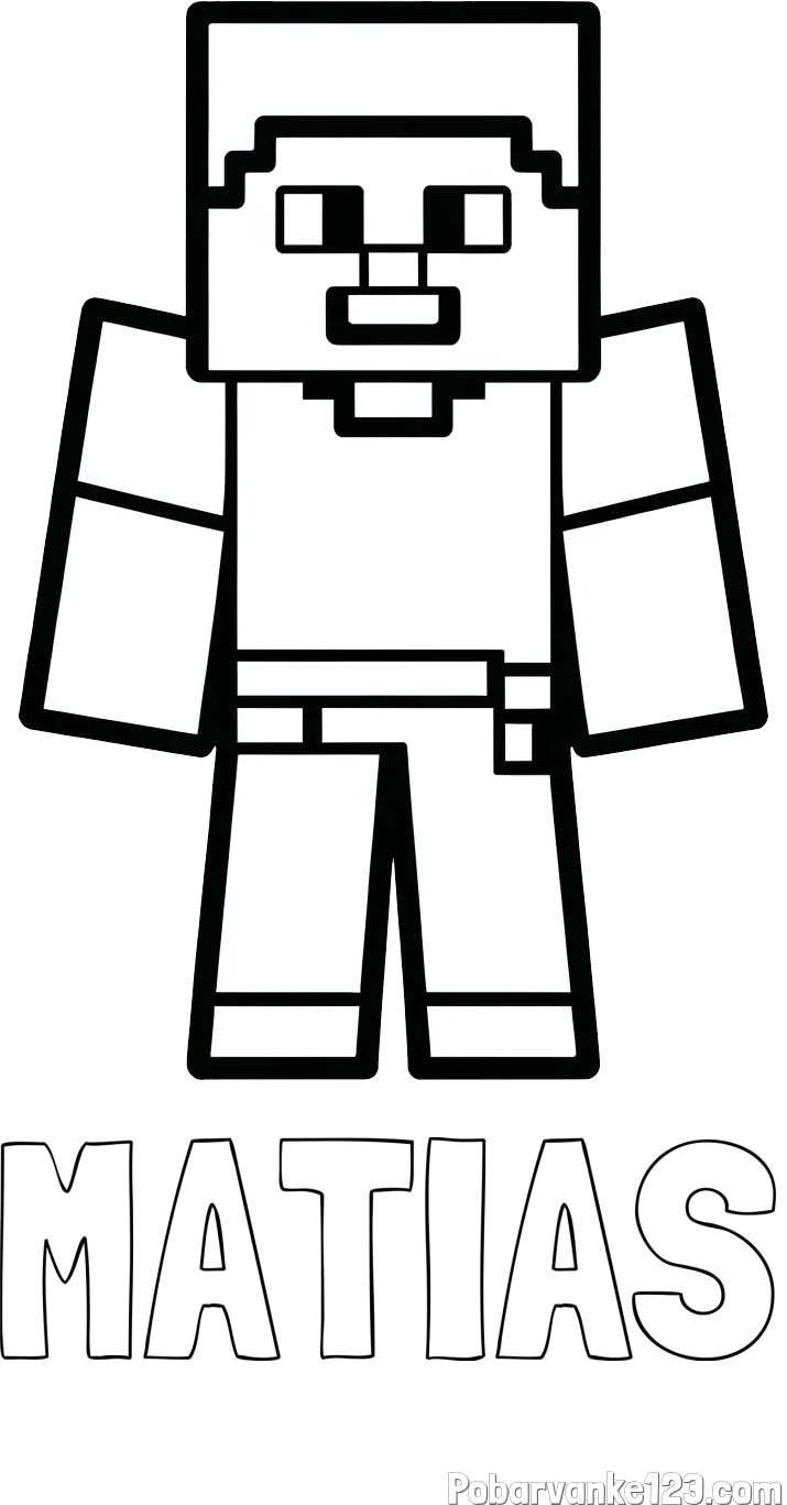 Pobarvanka imena MATIAS in pobarvanka Minecraft figurice
