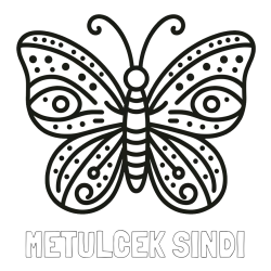 Online izdelana pobarvanka - Pobarvanka imena METULCEK SINDI in preprosta pobarvanka metulja