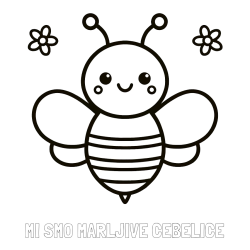 Online izdelana pobarvanka - Pobarvanka imena MI SMO MARLJIVE ČEBELICE in otroška pobarvanka čebele