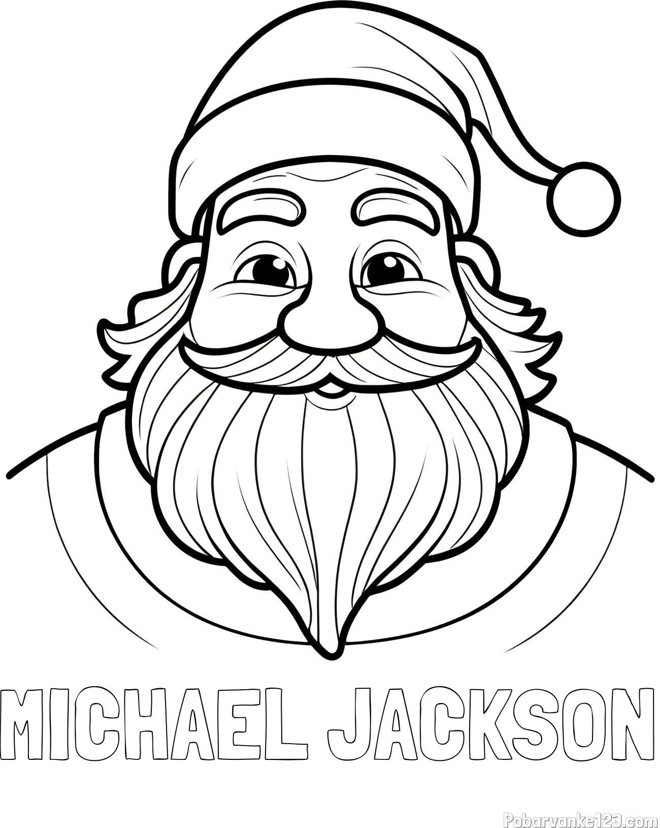 Pobarvanka imena MICHAEL JACKSON in preprosta otroška pobarvanka simpatičnega Božička