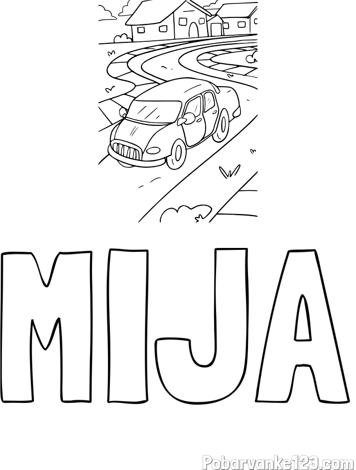 Pobarvanka imena MIJA in na poti