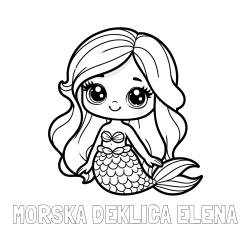 Online izdelana pobarvanka - Pobarvanka imena MORSKA DEKLICA ELENA in pobarvanka prikupne morske deklice