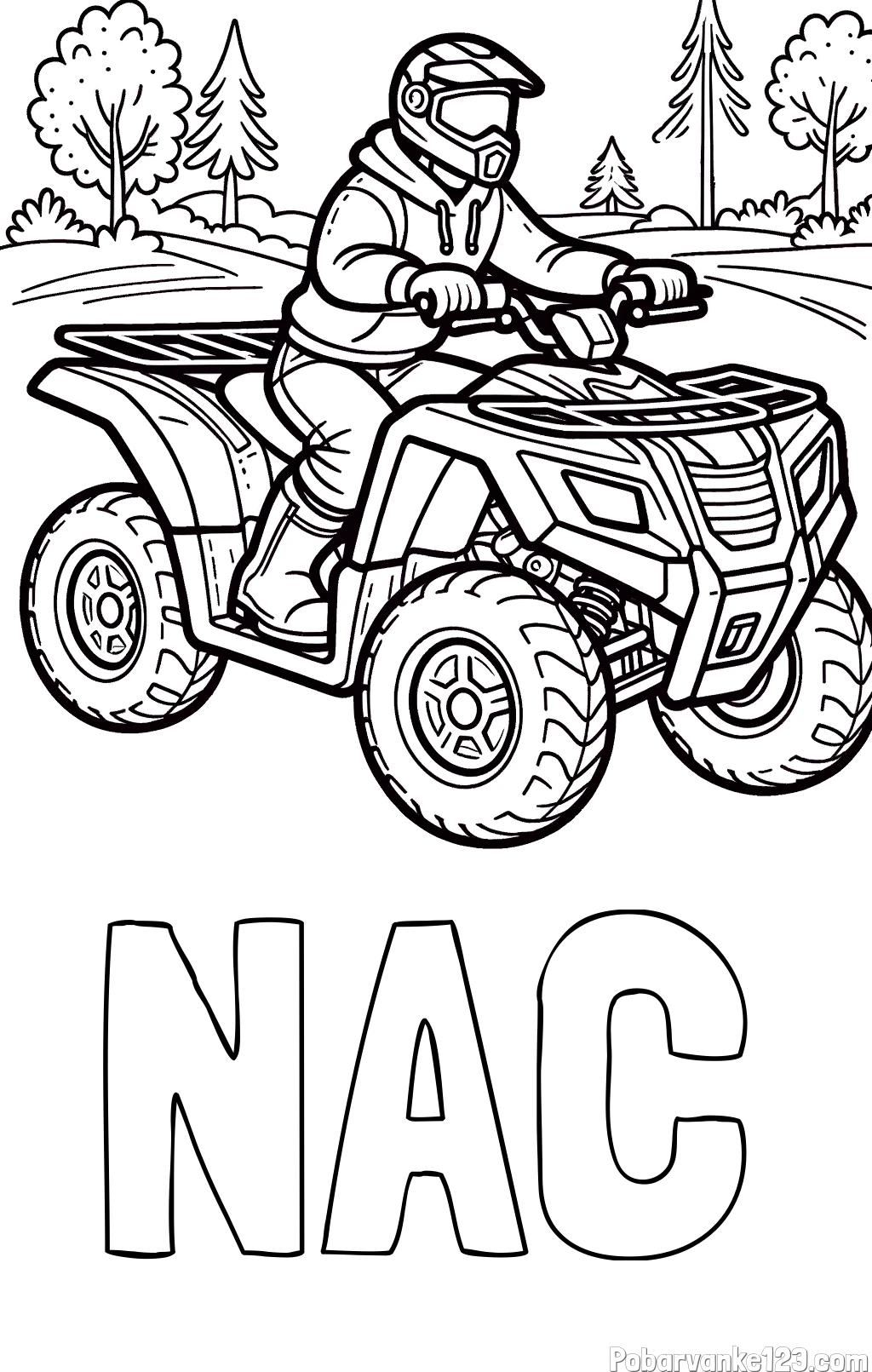Pobarvanka imena NAC in pobarvanka motorista na štirikolesniku