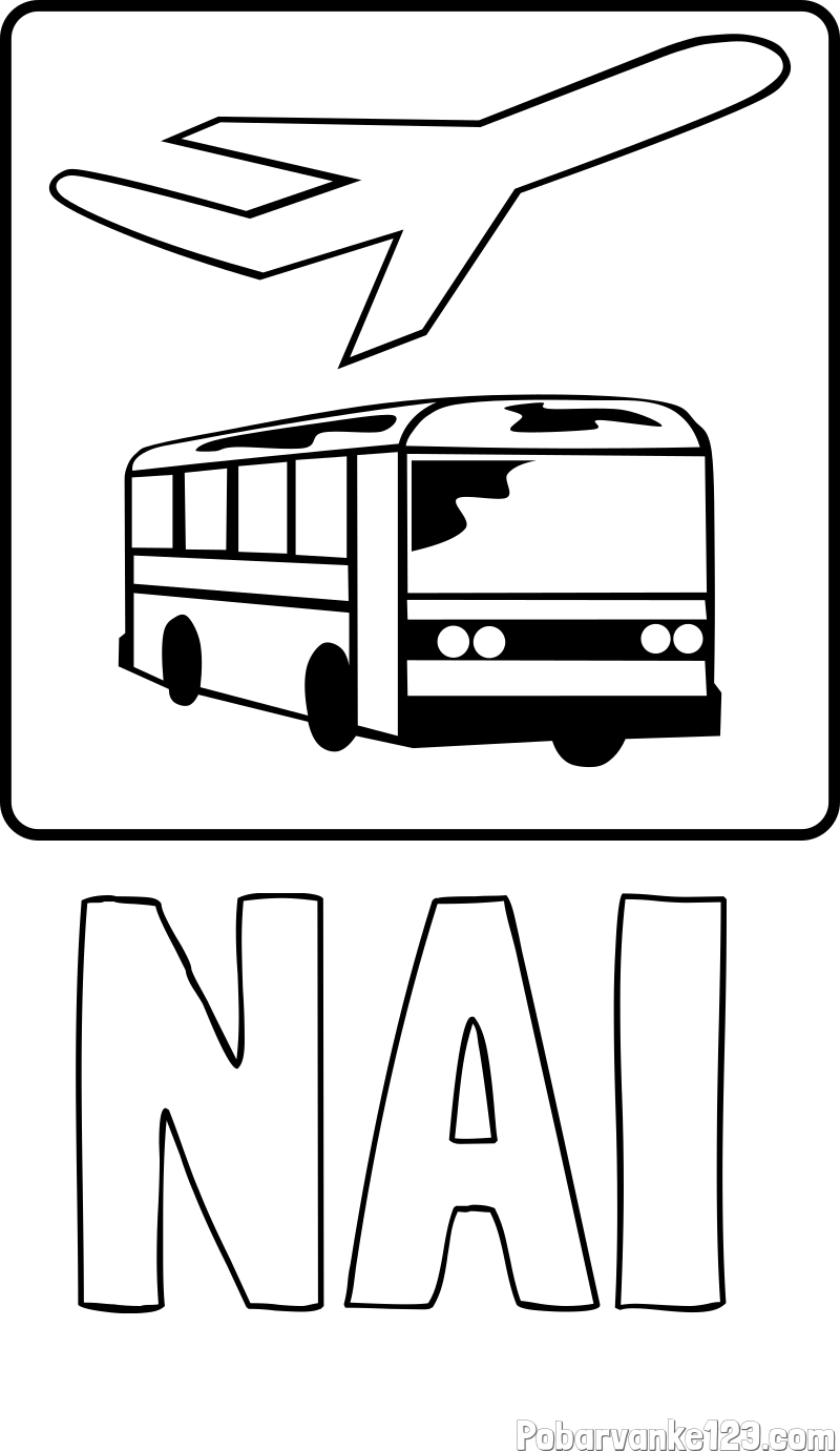 Pobarvanka imena NAI in avtobus in letalo