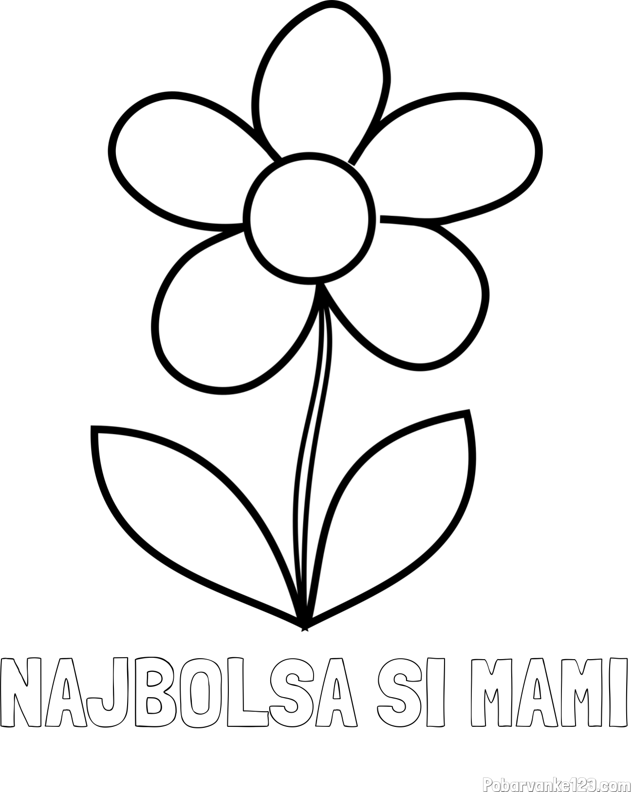 Pobarvanka imena NAJBOLSA SI MAMI in otroška pobarvanka rože