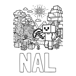 Online izdelana pobarvanka - Pobarvanka imena NAL in pobarvanka Minecraft sveta