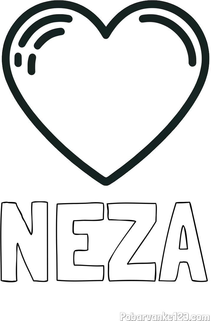 Pobarvanka imena NEŽA in pobarvanka lepega srčka