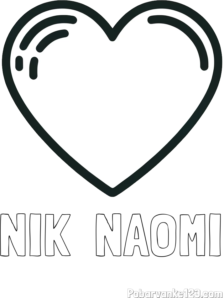 Pobarvanka imena NIK  NAOMI in pobarvanka lepega srčka