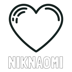 Online izdelana pobarvanka - Pobarvanka imena NIKNAOMI in pobarvanka lepega srčka