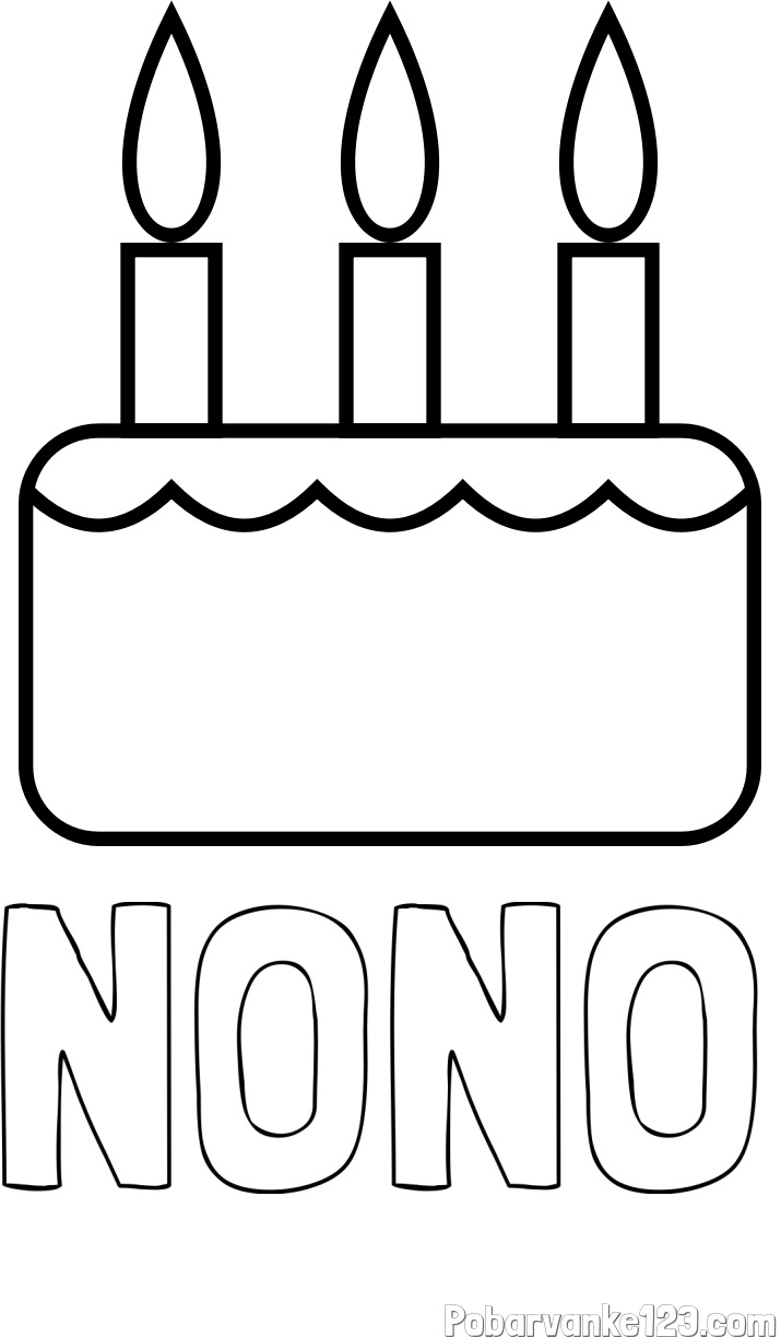 Pobarvanka imena NONO in pobarvanka rojstnodnevne torte za 3. rojstni dan