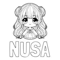 Online izdelana pobarvanka - Pobarvanka imena NUŠA in pobarvanka prikupne punčke v anime slogu
